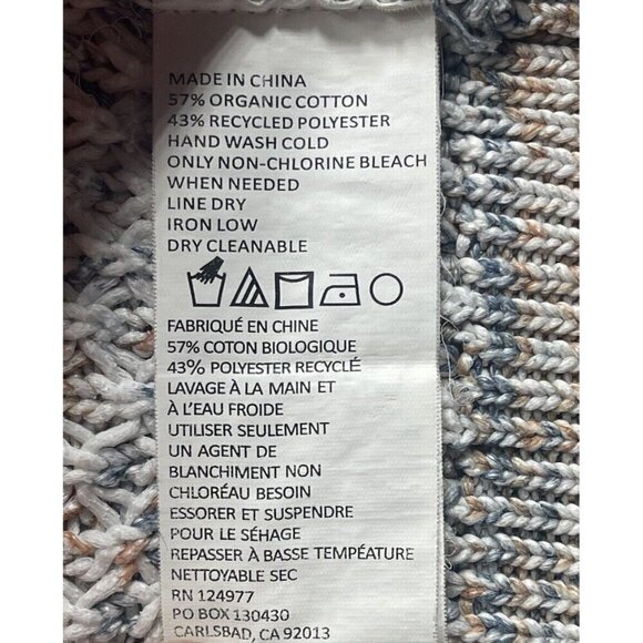 PrAna Abelle Sweater Tunic Sz M Turtleneck Blue White Organic Cotton Ombré Knit - Picture 6 of 7